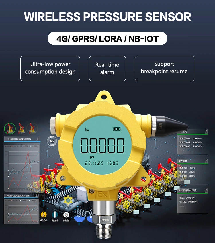 Holykell Explosion Proof LCD Display GPRS 4G Wireless Water Pressure Transmitter