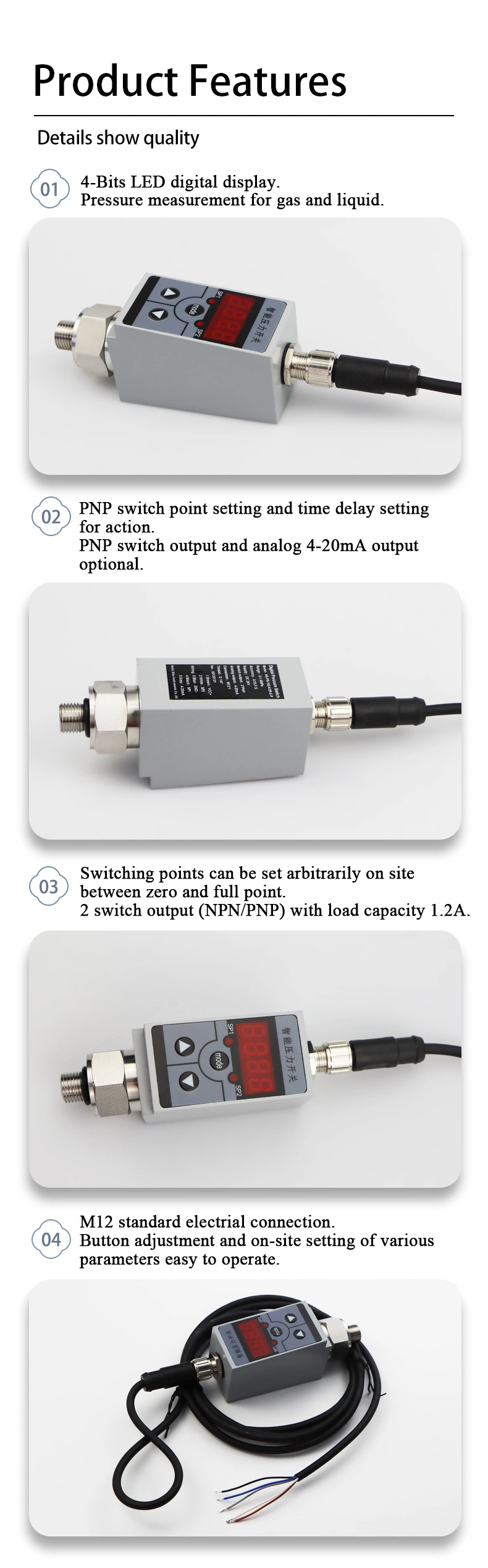 AC 220V 4-20mA Digital Flow Rate Indicator Totalizer Meter